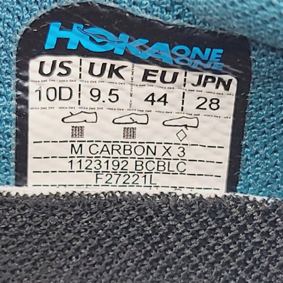 Hoka One One Men\'s Blue Coral Black Carbon X 3 1123192 Running Shoes Size 10D main image 7